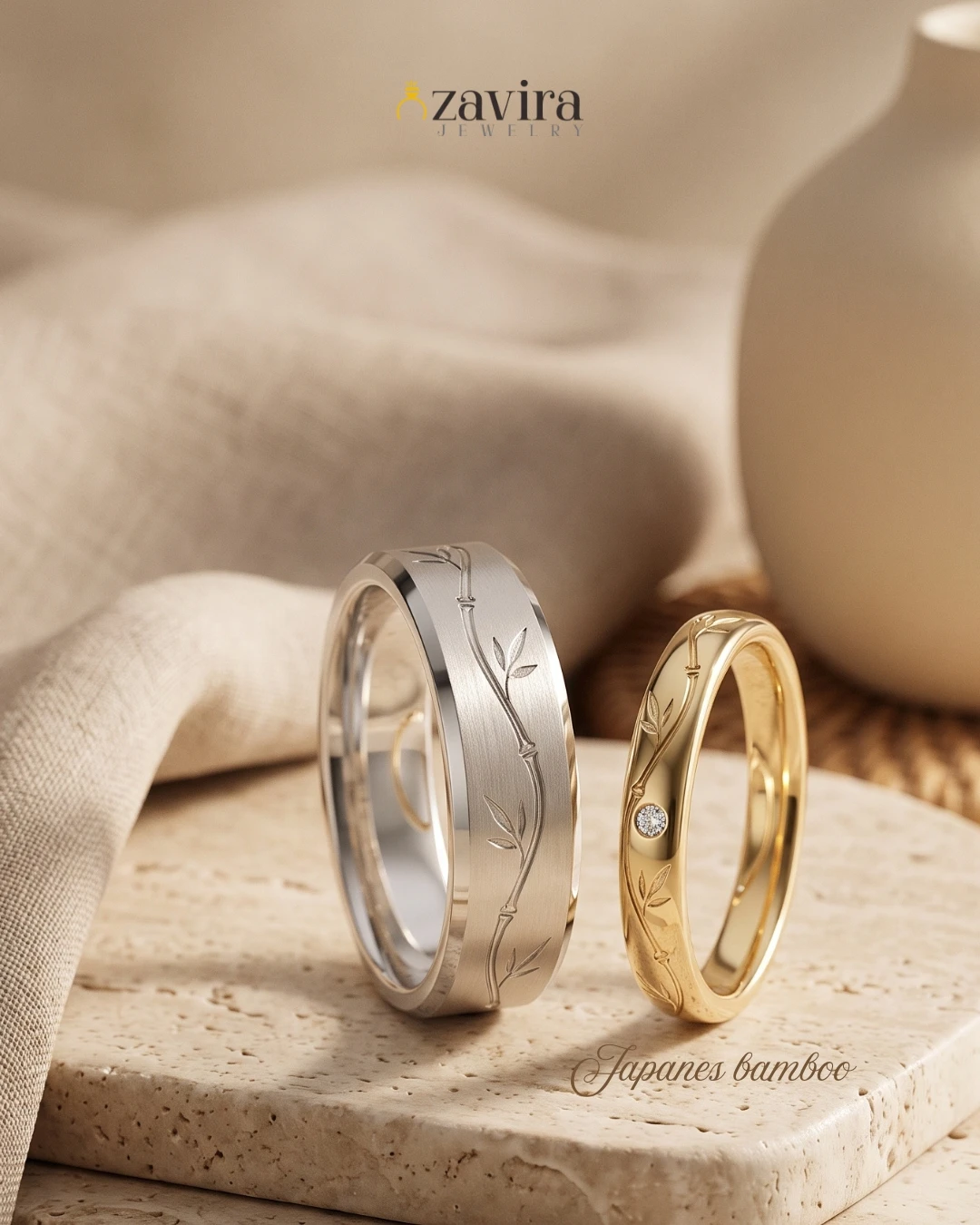 Cincin Kawin Motif Japanese Bamboo